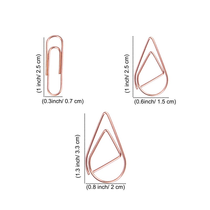 VENCINK 300 Pcs Cute Rose Gold Paper Clips Assorted Sizes, Smooth Steel Wire Paperclips Large Medium and Small for Office Supplies School Students Girls Kids Women Wedding Paper Document Organizing by VENCINK - Image 4
